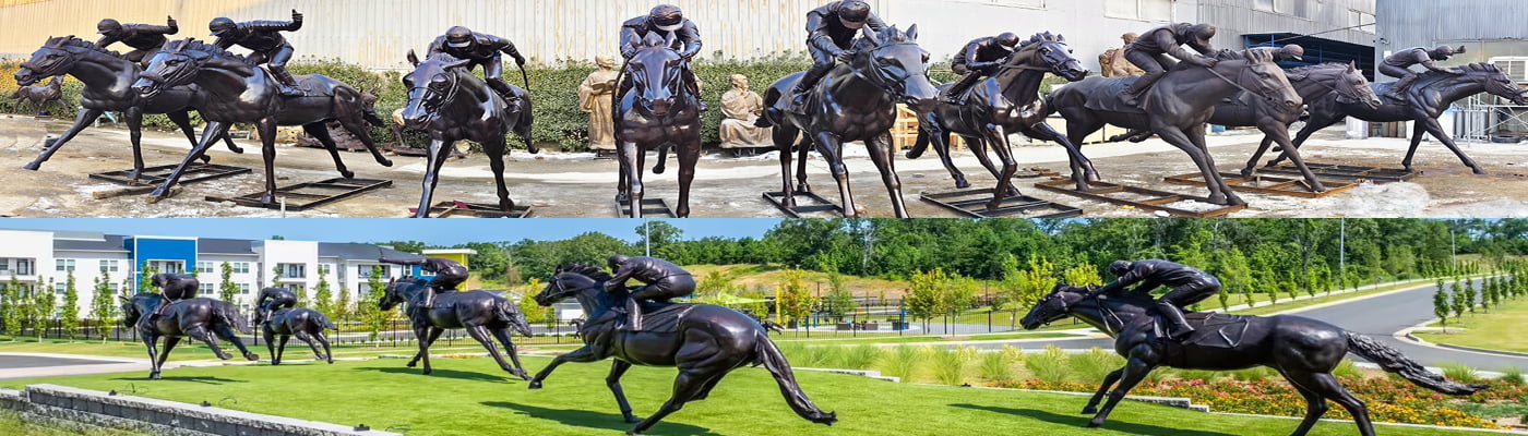 Large bronze horse sculptures for castle estate