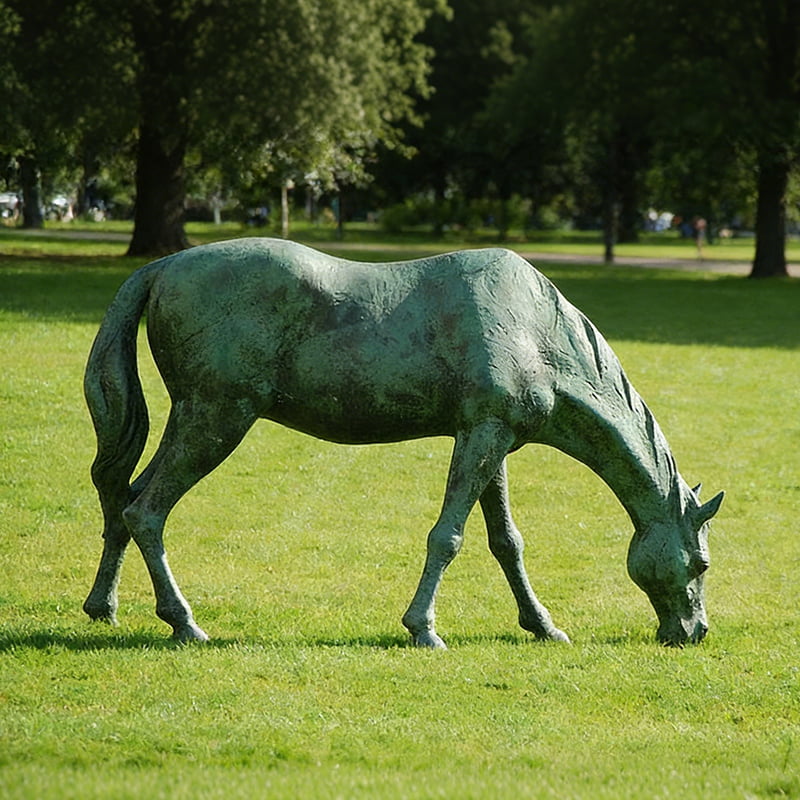Bronze grazing horse sculpture
