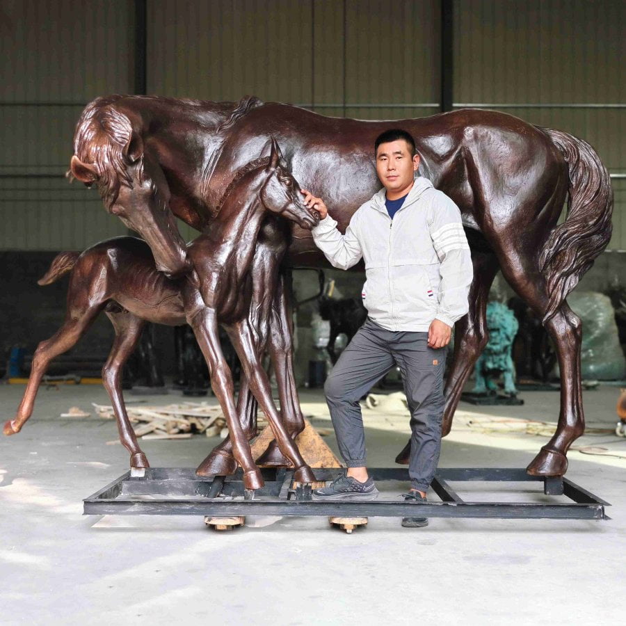 Life size bronze horse sculpture