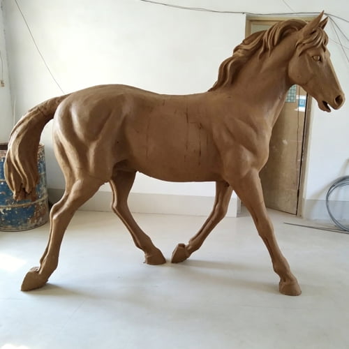 Clay Model of a Standing Horse Sculpture