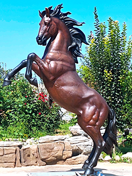 Rearing horse bronze sculpture