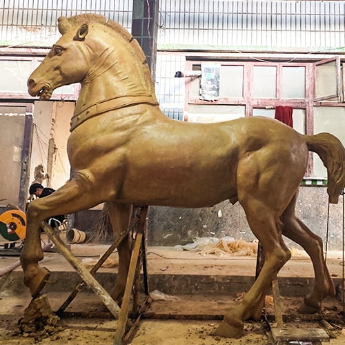 Clay Model of a Standing Horse Sculpture