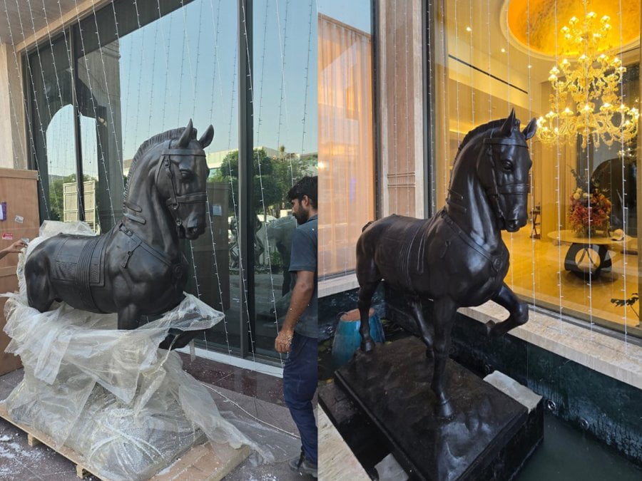 Custom bronze standing horse sculpture