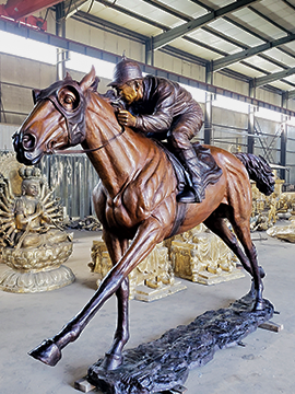 Racing horse bronze sculpture