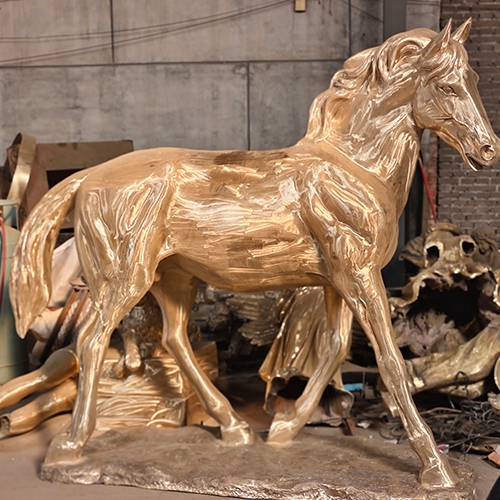 Unpainted Bronze Standing Horse Sculpture