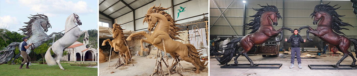 Bronze horse sculpture series for luxury garden