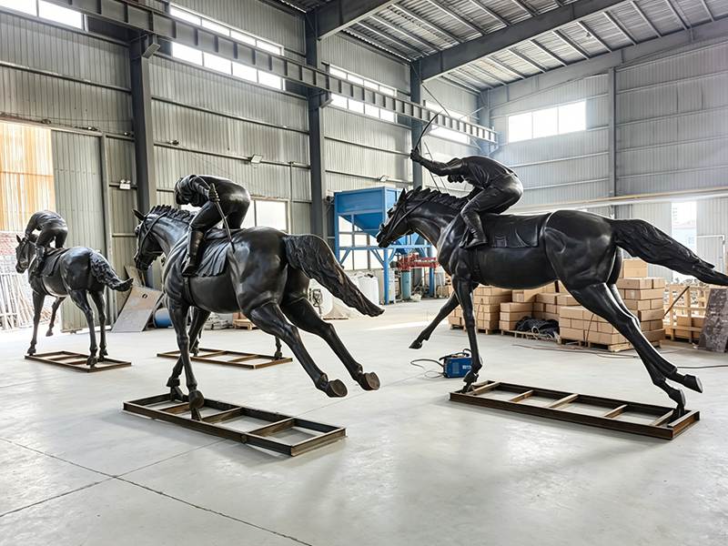 Bronze racing horse memorial for a Canadian ranch