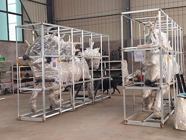 Custom wooden export crating and packing for international shipping of bronze sculpture