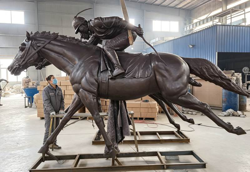 Life-size and monumental bronze horse sculptures in various scales side by side