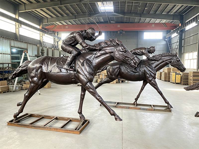 Bronze racing horse with jockey for a hotel in Dubai