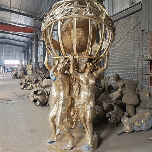 Cast, unpainted bronze fountain components