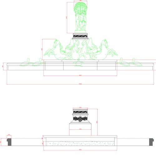 Bronze Horse Fountain Drawings