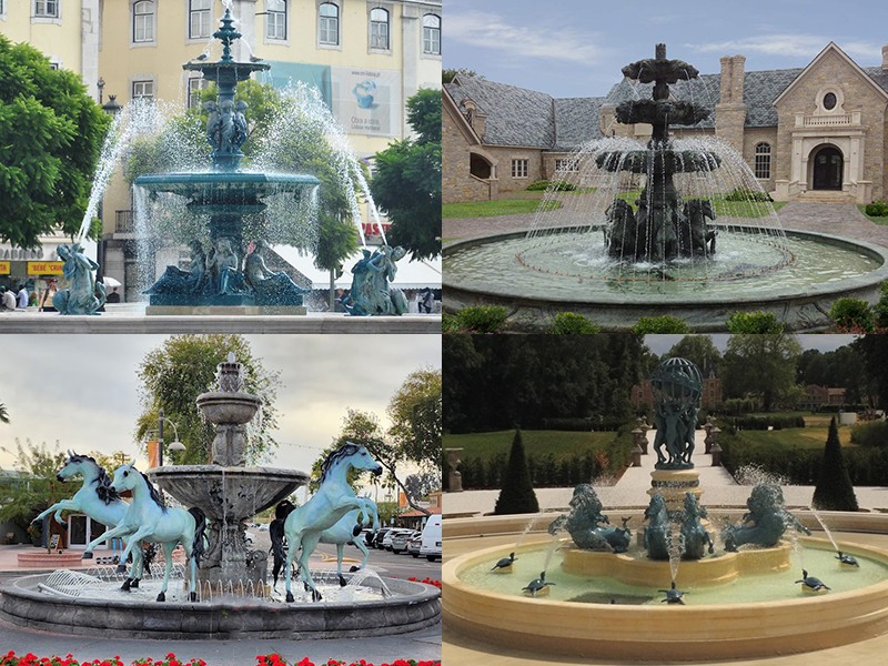Cascading and jetting water fountain effects