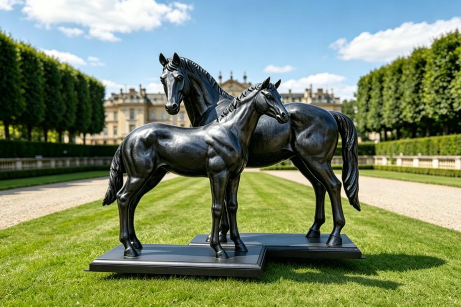 Private estate with bronze sculpture