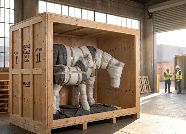International shipping and delivery of bronze sculpture