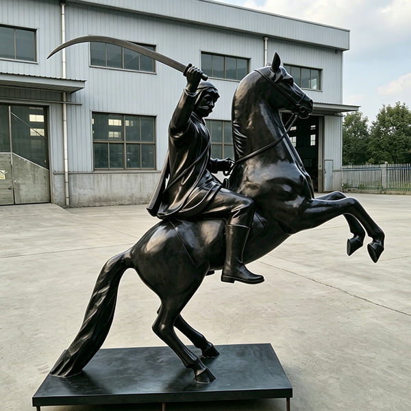 Completed custom bronze horse sculpture ready for delivery to client estate