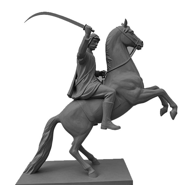 Client reference photo and design drawings submitted for custom bronze horse sculpture