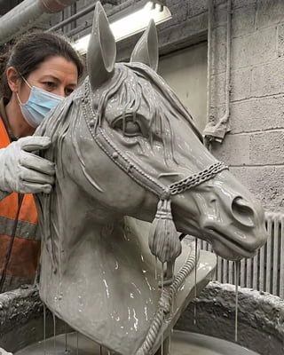 Silica sol casting process for bronze horse sculpture