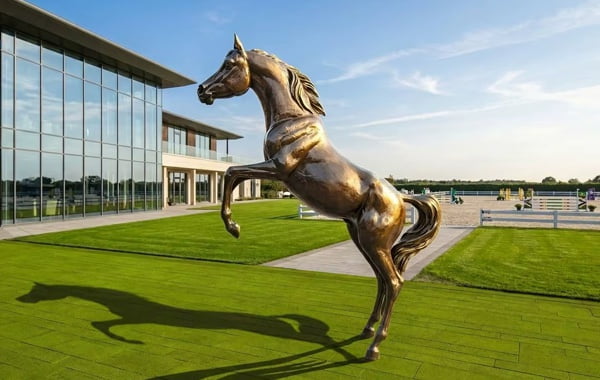 Bronze Arabian horse at international equestrian center