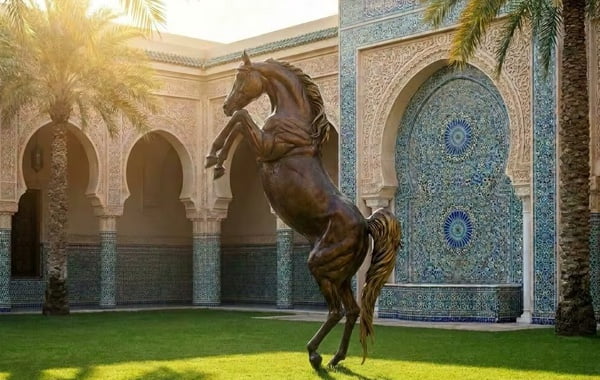 Bronze Arabian horse at Middle Eastern architecture project