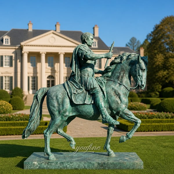 Bronze Equestrian Statue -- horse and rider bronze sculptures for estates and landmarks
