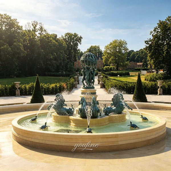 Bronze Horse Fountain -- custom bronze horse water fountain sculptures for gardens and estates