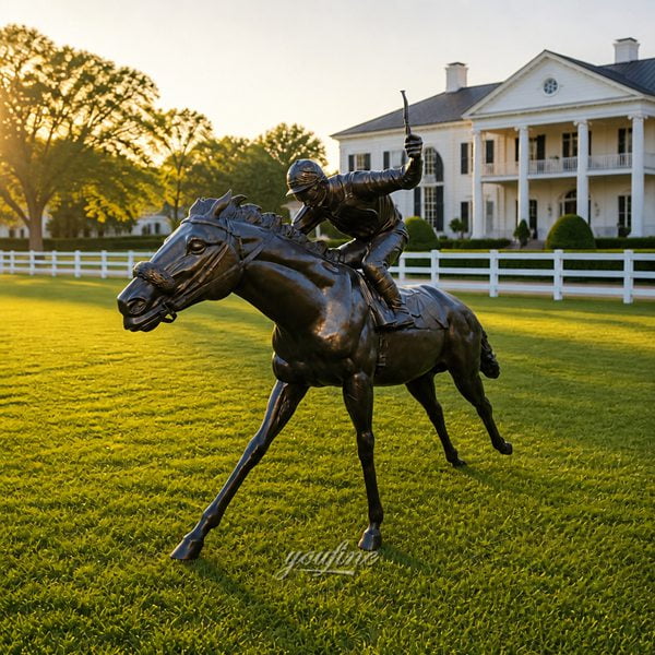 Bronze Racing Horse Statues -- dynamic, powerful racing pose bronze sculptures