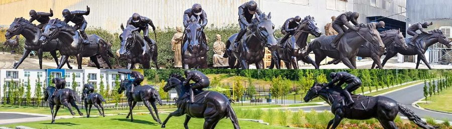 Large bronze horse sculptures for castle estate