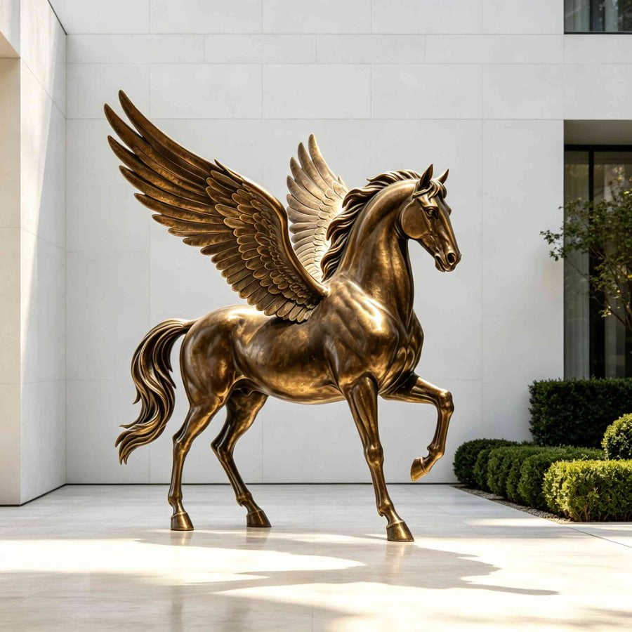 Finished bronze Pegasus sculpture