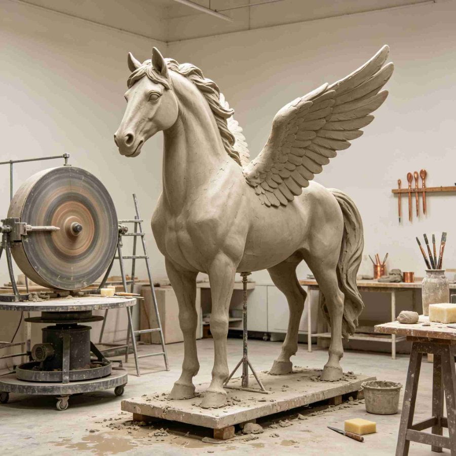 Clay model sculpting process
